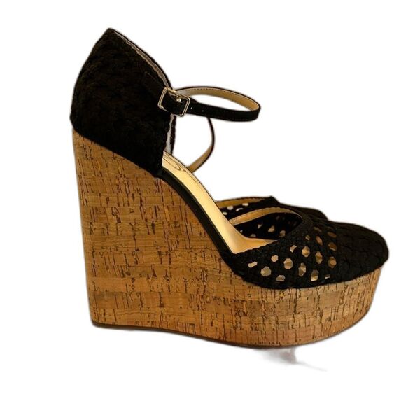 JESSICA SIMPSON Marshela Ankle-Strap Platform Wedge Sandals Woven Cutout shoes - Picture 14 of 16